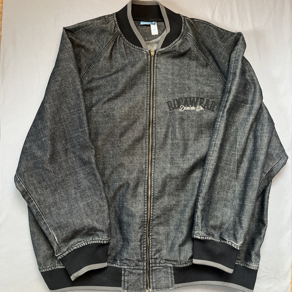 ROCAWEAR Denim Jacket Men's Size 3XL Trucker Dark Wash Embroidery Y2K